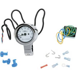 3" Bullet Electronic Tachometer Fits 1" Bar - Chrome - White Face - 3.5" L x 2.875" DOpen Image Gallery